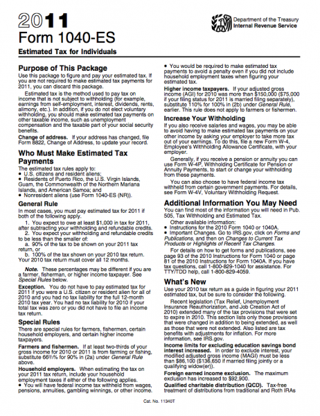 Form 1040-ES - Estimated Tax for Individuals.pdf | Business Forms