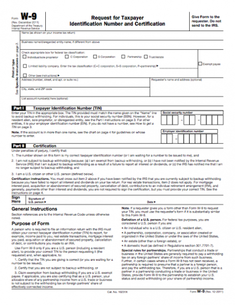 Form W-9 - Request for Taxpayer Identification Number and Certification ...